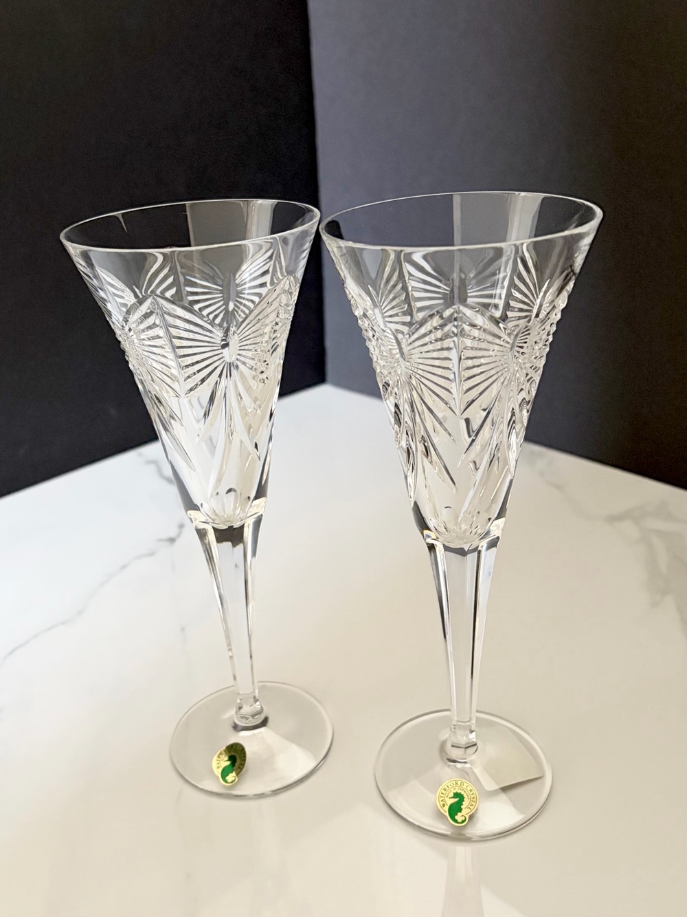 SET of 2 Millenium Happiness Toasting Flutes by Waterford Crystal